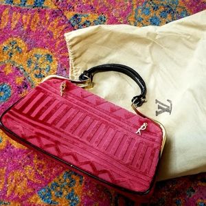 VTG Roberta Di Camerino Red & Gold Velvet Boxpurse